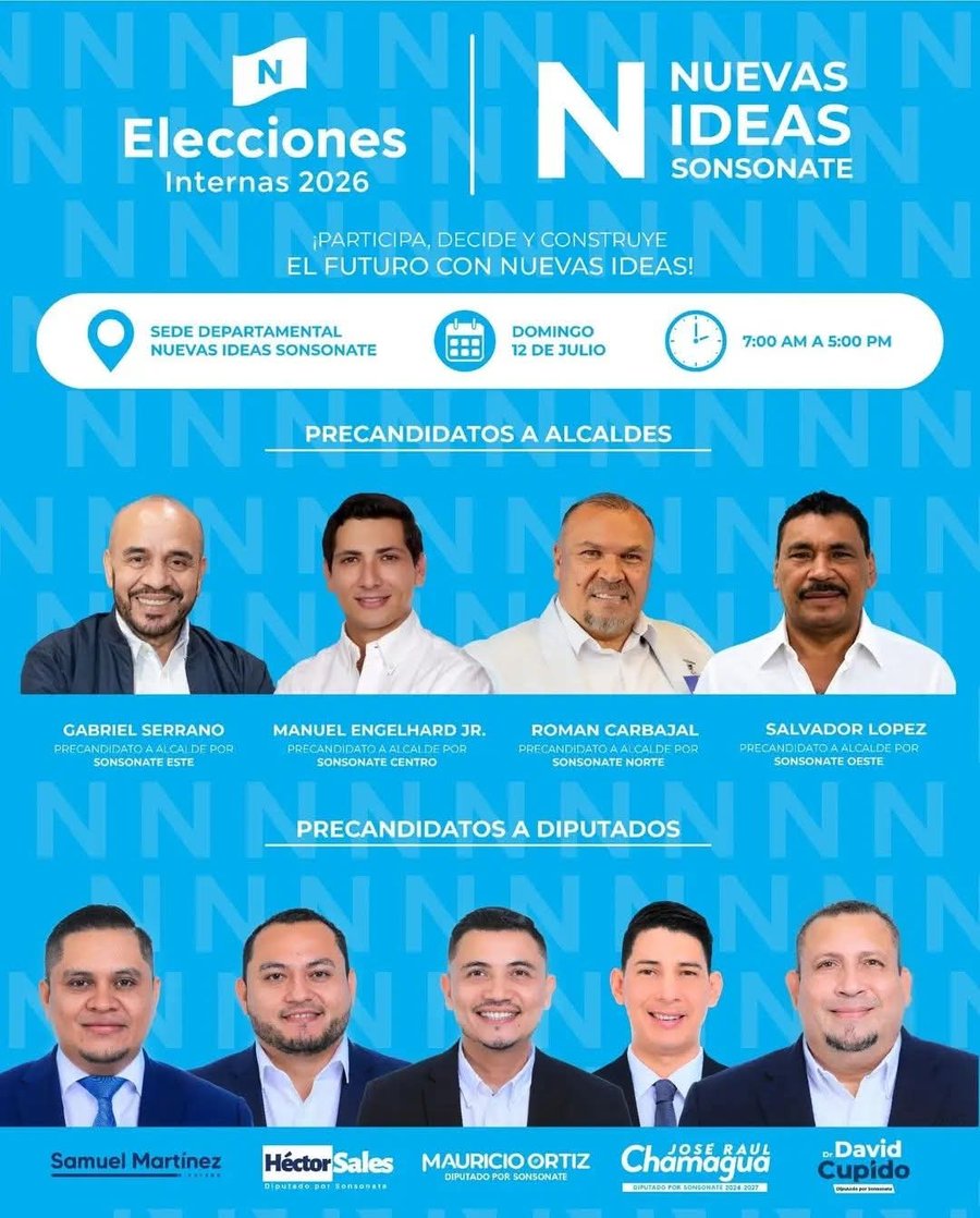 Convocatoria de las elecciones internas de Nuevas Ideas Sonsonate