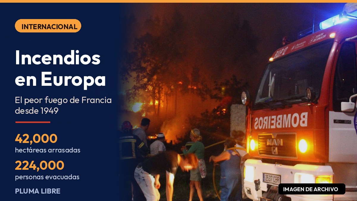 Bomberos y vecinos combaten un incendio forestal junto a una carretera, con las llamas avanzando entre los árboles