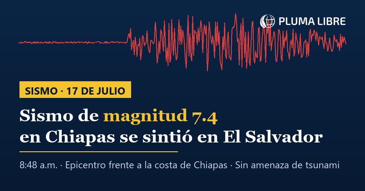 Sismo de magnitud 7.4 frente a la costa de Chiapas sentido en El Salvador